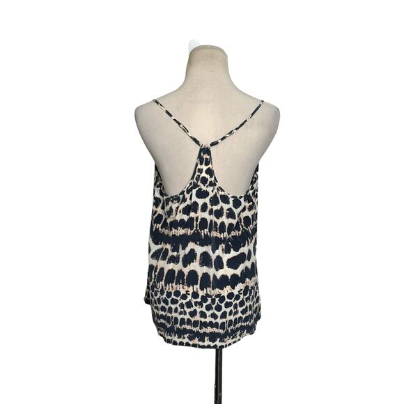 E by Eloise cream black print silk cami top size M - Picture 2 of 12